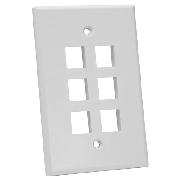 Quest Technology International Oversized Keystone Wall Plate, Single-Gang - 6 Ports, White NFP-5068 - main